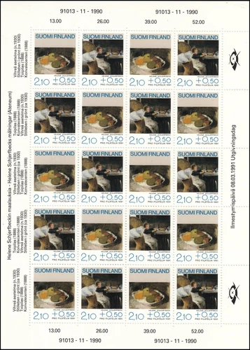 Helene Schjerfbeck Paintings Pro Philately Finland Mint MNH Stamp Sheet 1991
