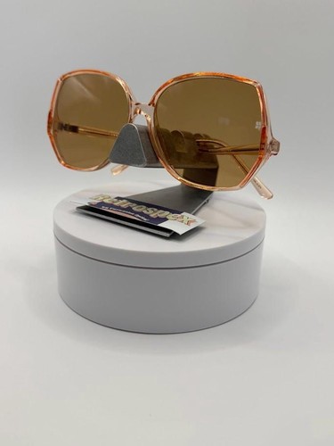 NEW Vintage Oversize Sunglasses Drop Temple Style Crystal Brown Monochrome #830 - Picture 4 of 10