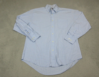Tommy Hilfiger Shirt Mens Adult Medium Blue Plaid Button Up Long Sleeve Preppy