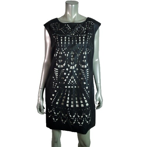 CATHERINE MALANDRINO LEATHER PANELED DRESS | eBay