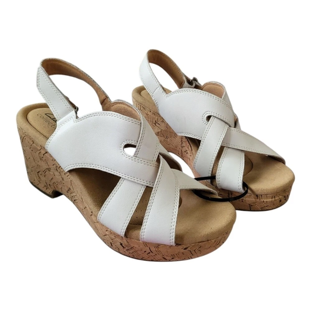 Clarks Collection Donna Giselle Colomba Off Pelle Bianco ~ Taglia 10 M ~ Nuovo