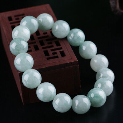Natürlicher Jadeit A Klasse Jade 13 mm hellgrün Perlenarmband Weihnachtsgeschenke