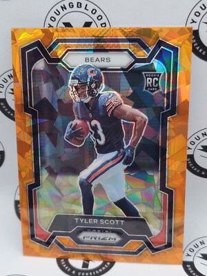 Tyler Scott 2023 Panini Prizm Orange Cracked Ice Rookie Chicago Bears RC #315
