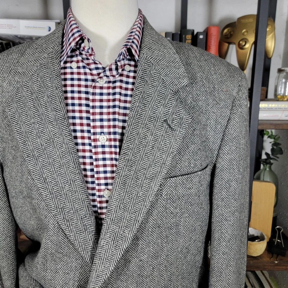 John Alexander Hartmarx Men's Tweed Sport Coat Blazer Two Button Herringbone 42R - Image 3 of 4