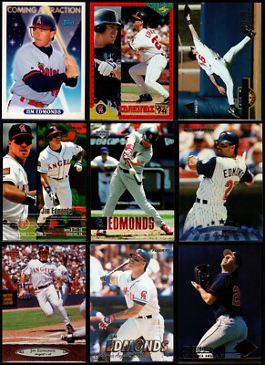 Jim Edmonds Lot of 9 Different Baseball Cards w/ 3 Rookie Cards & No Duplicates!