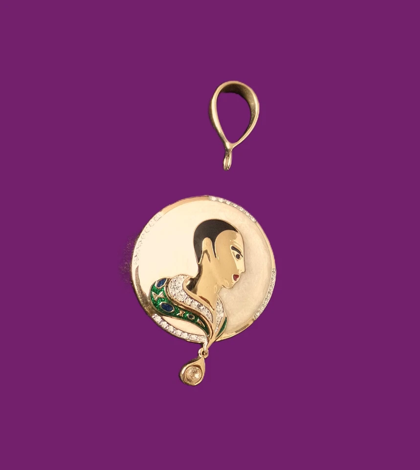 Bellissimo CIONDOLO/SPILLA con fiocco/occhiello di Pierre Lang - oro - come nuovo - Immagine 2 di 4