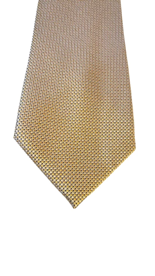 Corbata de lujo Croft & Barrow dorada geométrica texturizada 100 % seda Handmad Business Foto 2 de 4