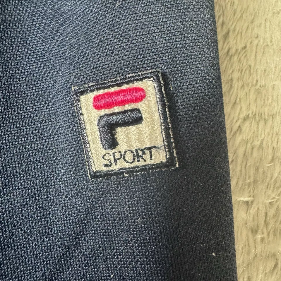 Calça de atletismo feminina Fila Sport pequena azul marinho retrô listrada atlética joggers - Imagem 2 de 4