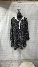 Zara Trafaluc Graphic Scribble Writing Collared Shirt Dress Size Small