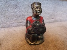 VINTAGE White Metal Figural Painted Enamel Incense Burner Asian Chinese Man 5"
