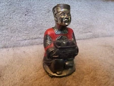 VINTAGE White Metal Figural Painted Enamel Incense Burner Asian Chinese Man 5"