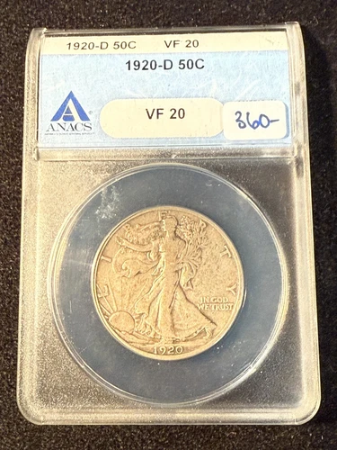 1920 D WALKING LIBERTY ANACS VF 20