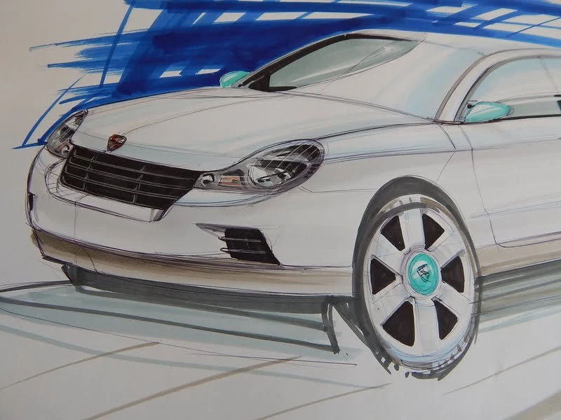 DISEGNO A MANO LIBERA DESIGNER PROGETTO STUDIO PORSCHE CAYENNE 1 SERIE - Immagine 2 di 3