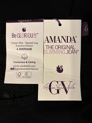 Gloria Vanderbilt Women's Amanda Classic High Rise Tapered Jean Black 4 Regular