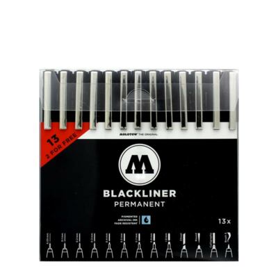 Molotow Blackliner Marker 13er Set - Permanent Set Complete - Schwarz Fineliner
