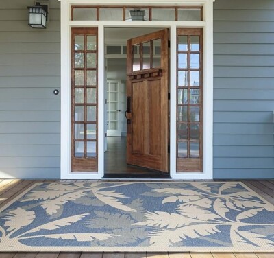Couristan Monaco Coastal Flora Indoor/Outdoor Machine Made Area Rug, 2' x 3'7'',