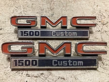 1971 1972 GMC Truck "GMC 1500 Custom " Front Fender Emblems 646067