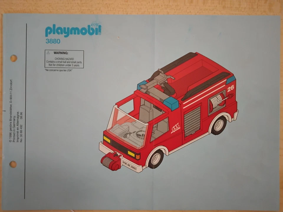 Playmobil Bauanleitung 3880 Feuerwehr , 08.96. A5 - Bild 1 von 1