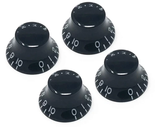 Black Top Hat Bell Knobs Compatible with Gibson Les Paul Electric Guitar (Set...