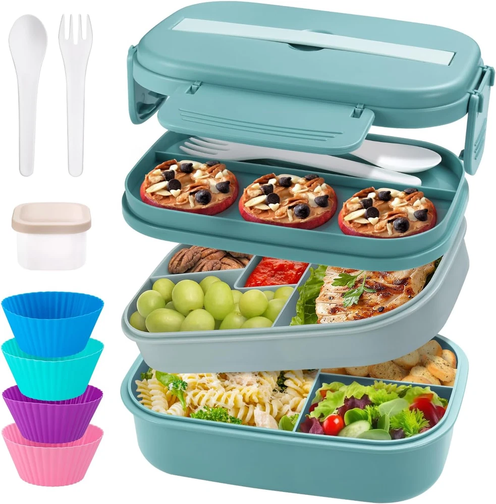 Bento Box Adult Lunch Box, Stackable Lunch Container for Adults Men Women Kids,