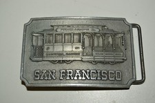 Vintage 1975 San Francisco CA Cable Car Pewter Belt Buckle Powell  Mason ST NM