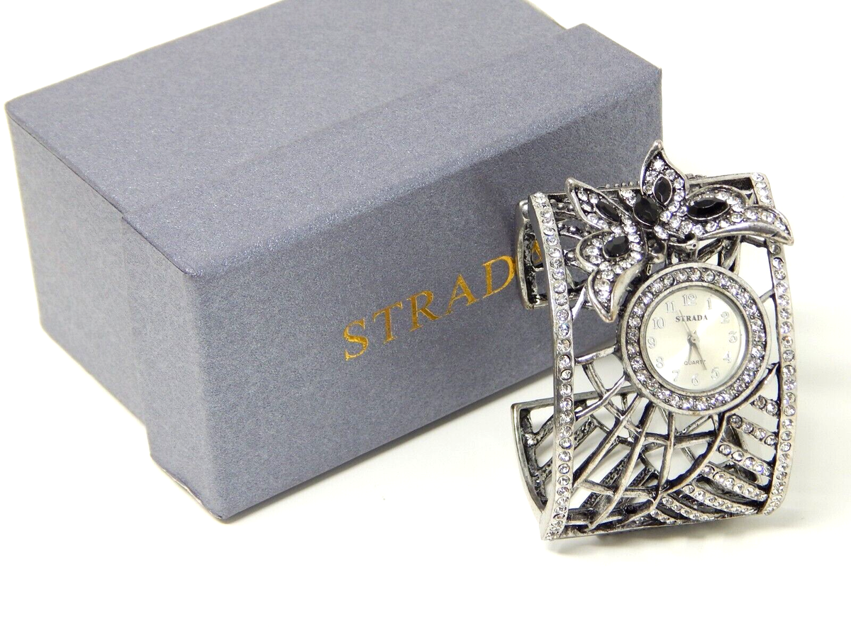 Strada Genoa Butterfly Cuff Watch Bracelet