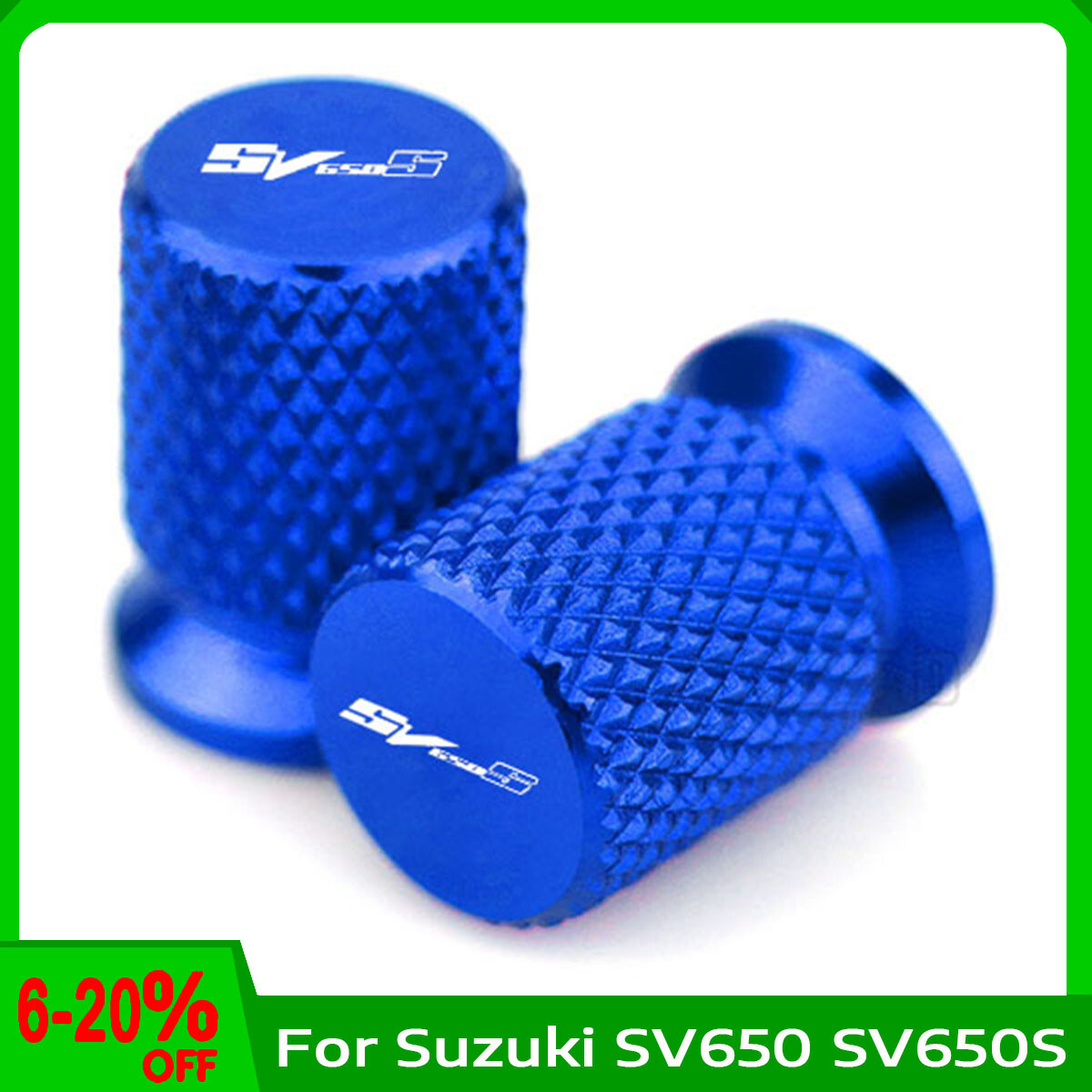 For Suzuki SV650 SV650S Blue Motorcycle CNC Wheel Tire Valve Air Port Cover Caps