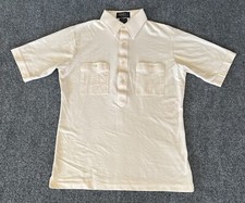 Marlin Club II Mens VTG Polo Shirt Button Pocket Beige Cuff Sleeve Minimalist
