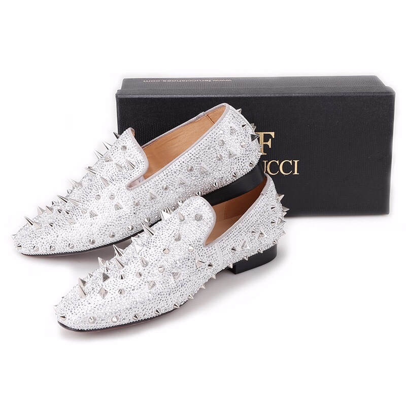 Men FERUCCI Silver Spikes Slippers 