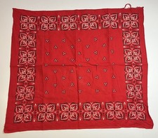 1950  s Nice Antique Fast Color - Red White  Black Bandana VTG Vintage