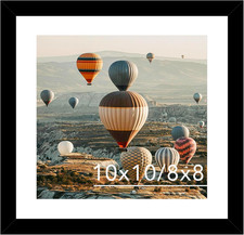 10X10 Picture Frame with Mat, Display 8X8 with Mat or 10X10 Without, Wood Square