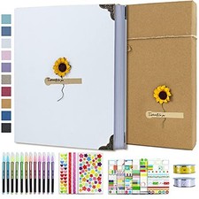 DIY Scrapbook Photo Album Kit with Pens Tapes and Stickers 60 Pages Hardcover