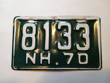 1970 New Hampshire Motorcycle License Plate Number 8133