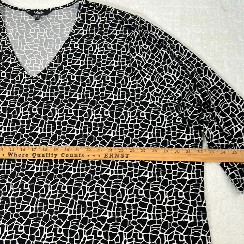 Ulla попкен черный белый матовый джерси v-образным вырезом карман трапециевидная туника 38 - Изображение 4 из 4