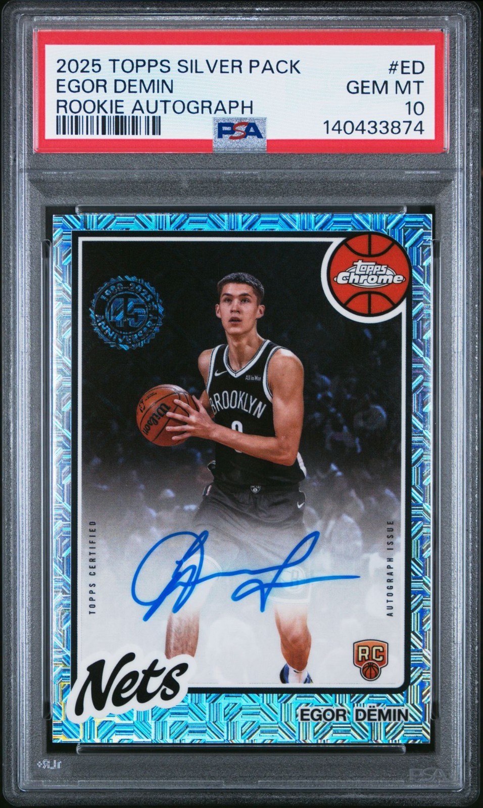2025-26 Topps Chrome Silver Pack Egor Demin Auto #ED PSA 10 GEM MINT RC ROOKIE