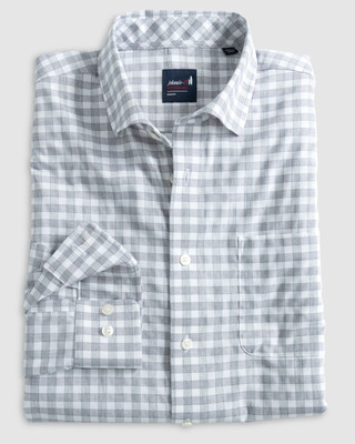 johnnie-O Performance Button Up Shirt - Allworth Light Gray Size M