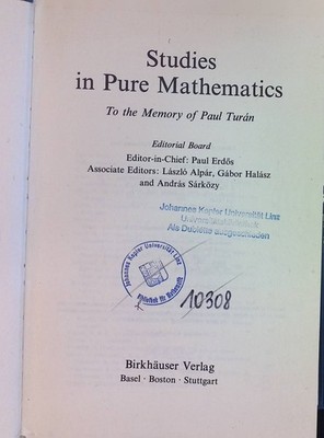 Studies in Pure Mathematics Erdos, Paul: