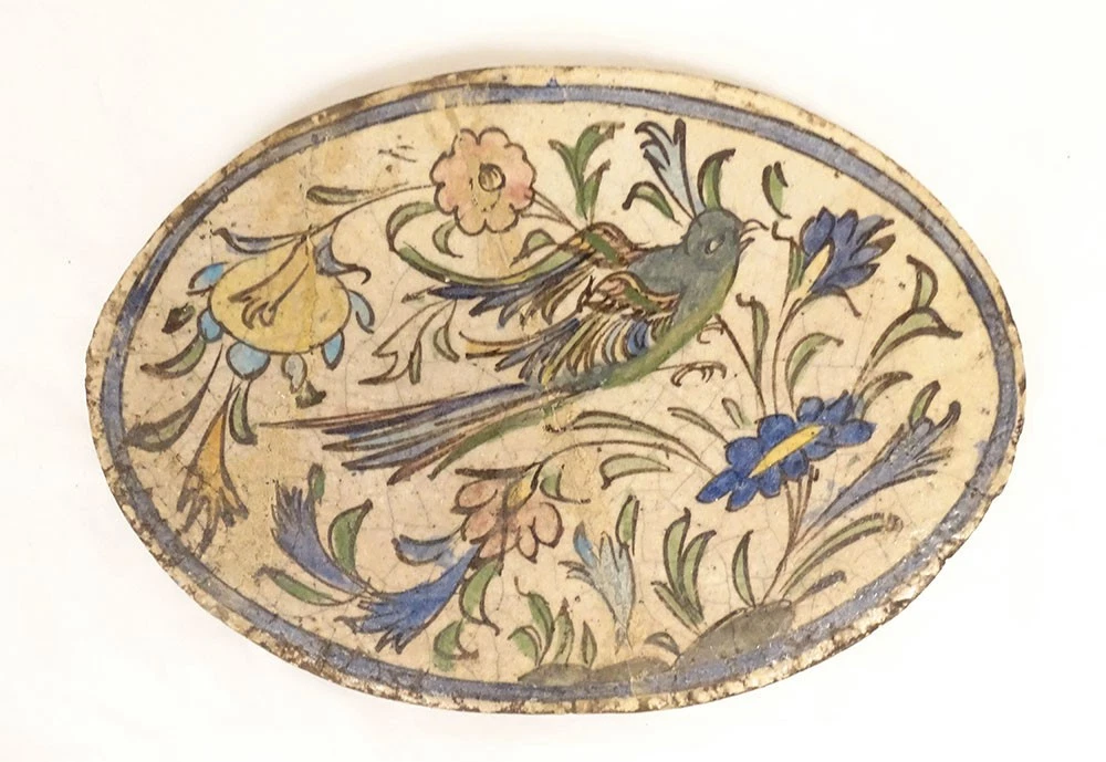 CARREAU CÉRAMIQUE IZNIK Qajar Kadjar Perse Ottoman femme lecture fin