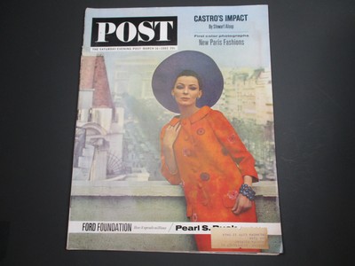 Saturday Evening Post March 16, 1963 - Fidel Castro Cuba - Paris Fashions