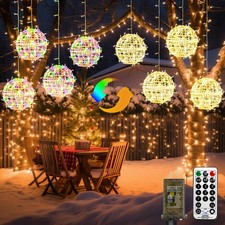 Color Changing Christmas Outdoor Balls Lights, 11 Modes Sphere Lights with Re...