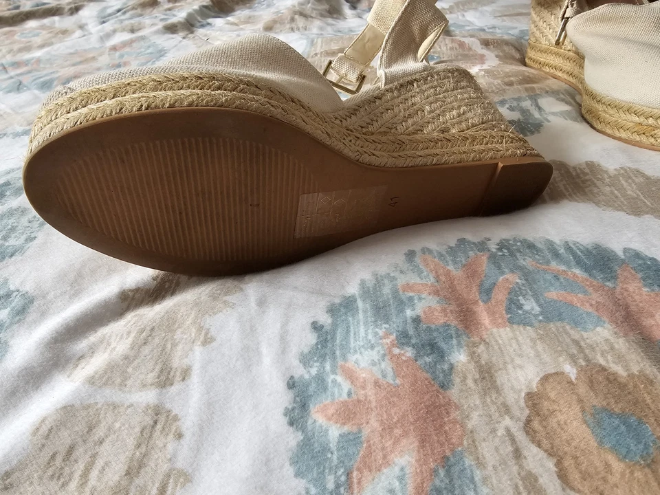 Sandalias de lona alpargata H&M para mujer zapatos de cuña beige talla 10 Foto 4 de 4
