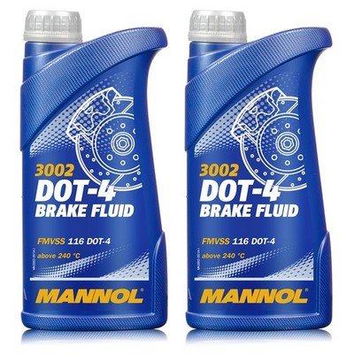 MANNOL Brake Fluid DOT-4   2 Liter synthetische Bremsflüssigkeit MN3002-1
