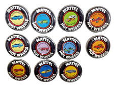11 HOT WHEELS Mattel Vintage Original Redline BUTTON Tin Badge