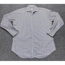Peter Millar Shirt Mens Large Blue Multi Stripe Button Down Cotton Dress Pocket