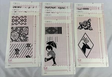 SILVER REED KNITTING MACHINE DESIGN CARDS 10 PATTERN MYLAR SHEETS