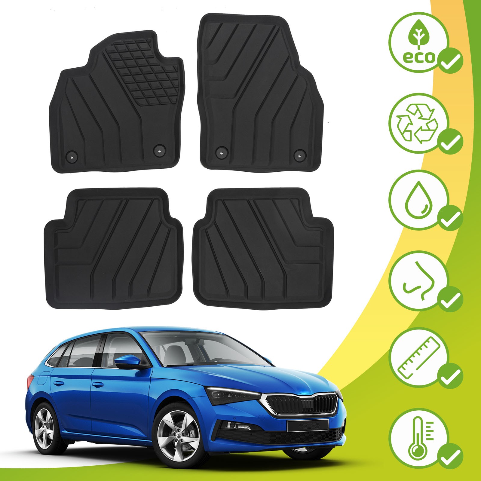 Tapis sol Skoda Scala depuis 2019 tapis voiture recyclé écologique