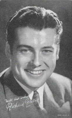 EXHIBIT CO. ARCADE ACTOR CARD 1940's RICHARD GREENE!! RARE, POPULAR CARD!!
