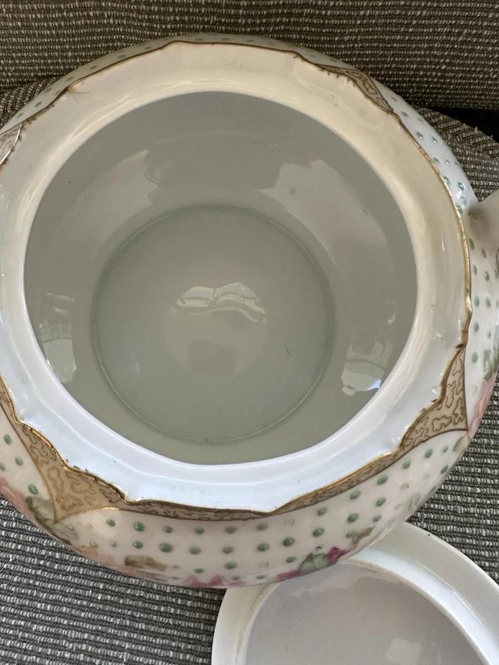 Azúcar maestro vintage grande con flores pintado a mano con tapa Foto 3 de 4