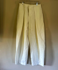 ZARA Ecru Textured Basketweave Wide Leg Pleated Trousers Pants NWOT Size S