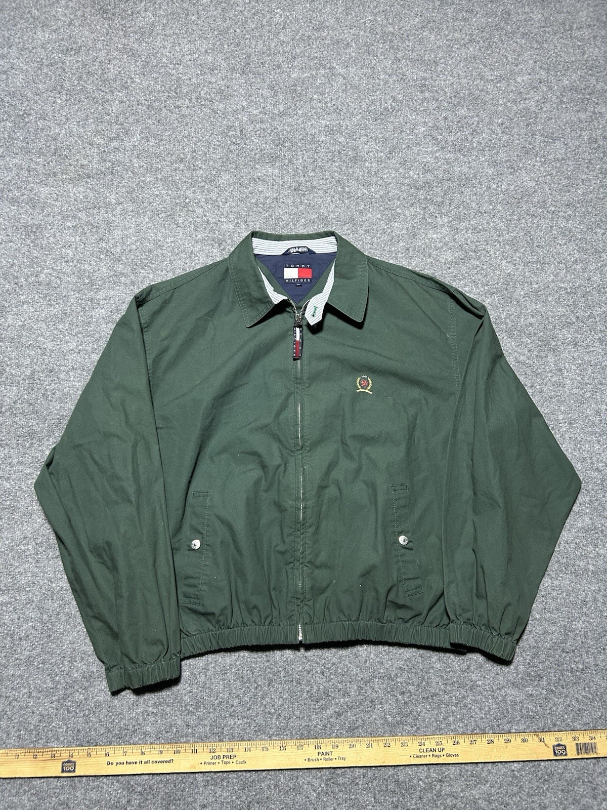Vintage 90s Tommy Hilfiger Full Zip Harrington Jacket Men’s L Green Embroidered